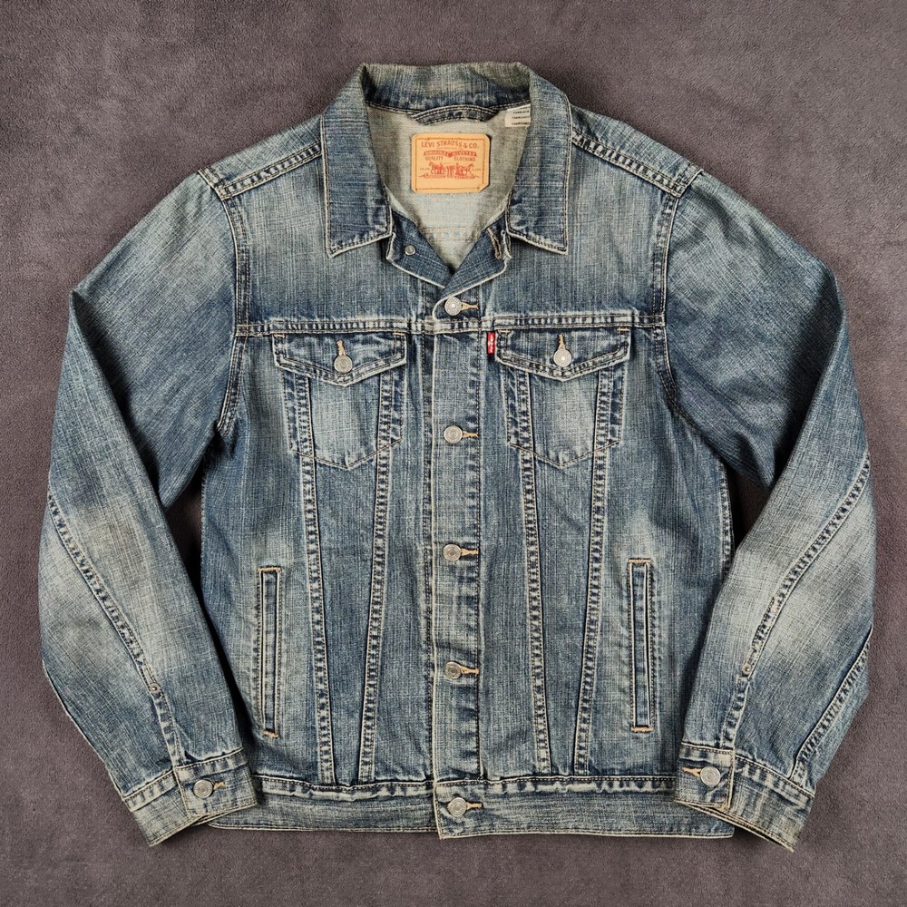Levis Regular Fit Trucker Jacket Mens XL Blue Medium Wash 100% Cotton